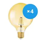 Mehrfachpackung 4x Osram Vintage 1906 LED E27 Globe 4W 824 Gold | Ersatz für 35W
